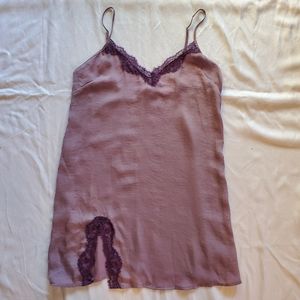 Mauve Silky Lace-Trimmed Slip Dress Size M